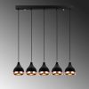 Modern Chandelier, Black & Copper, 135 cm Height | Adjustable, 5 x E27 | Glam & Scandinavian Design