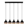Modern Chandelier, Black & Copper, 135 cm Height | Adjustable, 5 x E27 | Glam & Scandinavian Design