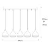 Modern Chandelier, Black & Copper, 135 cm Height | Adjustable, 5 x E27 | Glam & Scandinavian Design
