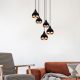 Modern Chandelier, Black & Copper, 135 cm Height | Adjustable, 5 x E27, Glam & Scandinavian Design