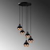 Modern Chandelier, Black & Copper, 135 cm Height | Adjustable, 5 x E27, Glam & Scandinavian Design