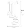 Modern Chandelier, Black & Copper, 135 cm Height | Adjustable, 5 x E27, Glam & Scandinavian Design
