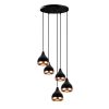 Modern Chandelier, Black & Copper, 135 cm Height | Adjustable, 5 x E27, Glam & Scandinavian Design
