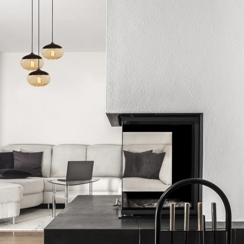 Industrial Chandelier, Black & Honey, 50 cm - Adjustable