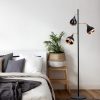 Scandinavian Floor Lamp, Black & Copper, 163 cm Height, 52 cm Diameter | Metal Body, 3 x E27 Socket, 200 cm Cable | Stylish & Functional Lighting for Modern Spaces