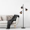 Scandinavian Floor Lamp, Black & Copper, 163 cm Height, 52 cm Diameter | Metal Body, 3 x E27 Socket, 200 cm Cable | Stylish & Functional Lighting for Modern Spaces