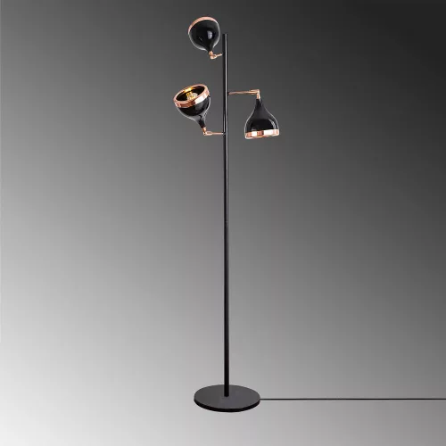 Opviq, 892OPV1147, Scandinavian floor lamp, black and copper, height 163 cm, diameter 52 cm | Metal housing, 3 x E27 sockets, 200 cm Cable | Stylish and functional lighting for modern spaces