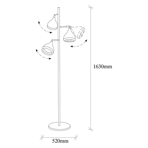 Opviq, 892OPV1147, Scandinavian floor lamp, black and copper, height 163 cm, diameter 52 cm | Metal housing, 3 x E27 sockets, 200 cm Cable | Stylish and functional lighting for modern spaces