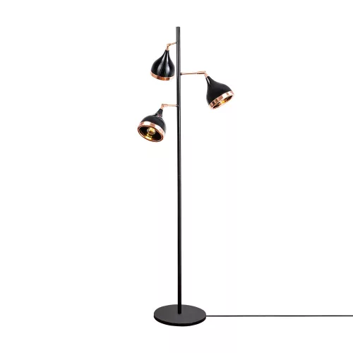 Opviq, 892OPV1147, Scandinavian floor lamp, black and copper, height 163 cm, diameter 52 cm | Metal housing, 3 x E27 sockets, 200 cm Cable | Stylish and functional lighting for modern spaces