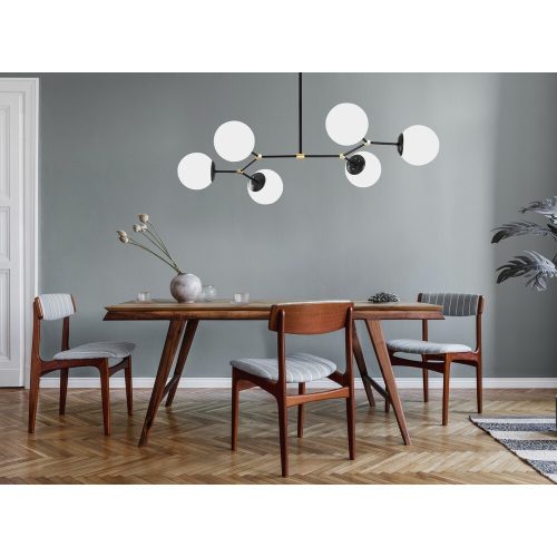 Modern Black & White Chandelier, Iron Body, 100x58 cm