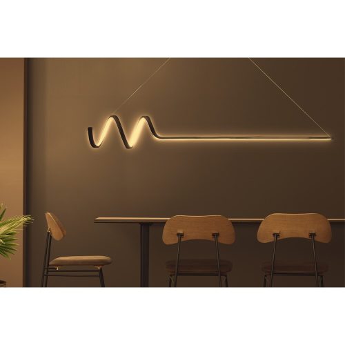 Adjustable Black Chandelier, LED Yellow Light, 120x20cm