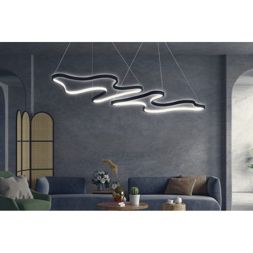 Adjustable Black Aluminium Chandelier, LED, 2 Pieces