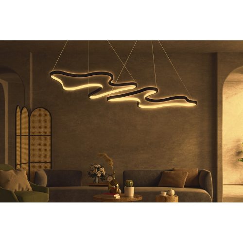 Elegant Black Chandelier (2 Pieces), Adjustable Height 0-80 cm, LED Socket, Yellow Light 4000K | Modern Design, Perfect for Living Room & Dining Areas