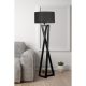 Elegant Black Floor Lamp, Wood Body, 150 cm Height