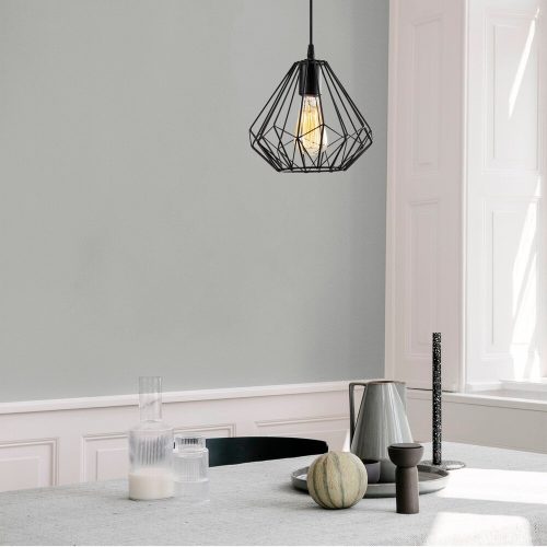 Industrial Black Chandelier, Metal Body, 23cm Diameter