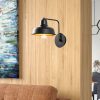 Industrial Black Wall Lamp, Metal Body, E27 Socket, 19x27cm