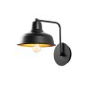 Industrial Black Wall Lamp, Metal Body, E27 Socket, 19x27cm