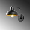 Industrial Black Wall Lamp, Metal Body, E27 Socket, 19x27cm
