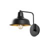 Industrial Black Wall Lamp, Metal Body, E27 Socket, 19x27cm