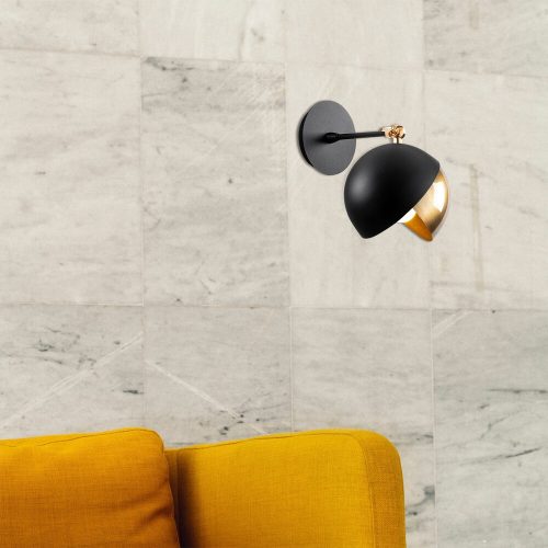 Scandinavian Glam Wall Lamp, Black & Gold, 20x26x25 cm