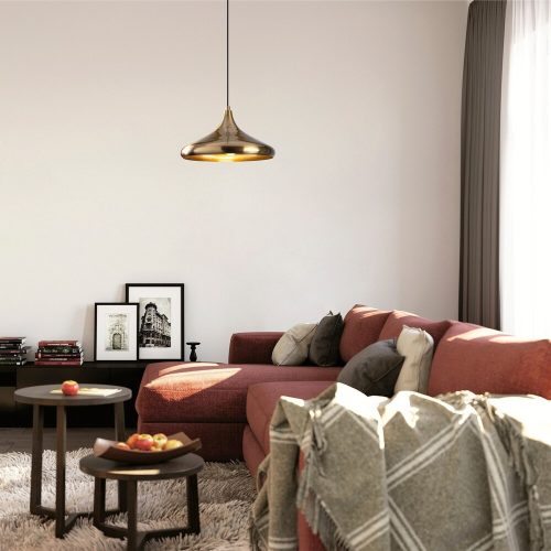 Elegant Gold Chandelier, 35x35 cm, 116 cm Height | Metal Body, E27 Socket, Glam Scandinavian Design