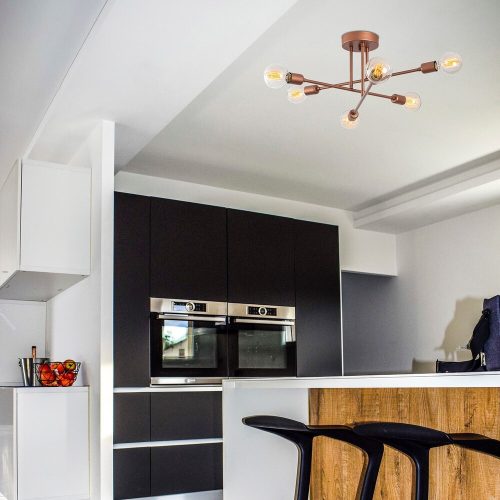 Elegant Copper Chandelier, Metal Body, 64 cm | E27 Socket, IP20 | Stylish Lighting for Modern Spaces