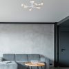 Elegant White Chandelier, Metal Body, 64x64 cm, 6xE27