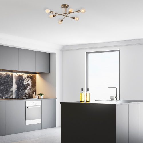 Vintage Glam Chandelier, Metal Body, 64x64 cm, 6xE27