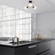 Industrial Black Chandelier, 48 cm, Metal & Glass Design