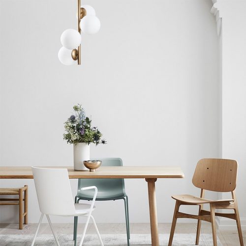 Elegant Gold Chandelier, 32 cm, Adjustable Height | Metal & Glass, Scandinavian Glam Design