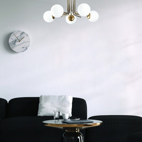 Glam Scandinavian Chandelier, Gold & White, 80x80 cm