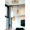 Elegant Amber & Gold Chandelier, Metal Body, 30 cm