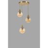 Elegant Amber & Gold Chandelier, Metal Body, 30 cm