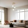 Opviq, 846STL5169, Elegant Metal Chandelier with Glass Cap, 30 cm Diameter, Adjustable Height 70 cm, E27 Socket, White & Gold Finish | Perfect for Modern Interiors