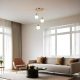 Opviq, 846STL5169, Elegant Metal Chandelier with Glass Cap, 30 cm Diameter, Adjustable Height 70 cm, E27 Socket, White & Gold Finish | Perfect for Modern Interiors