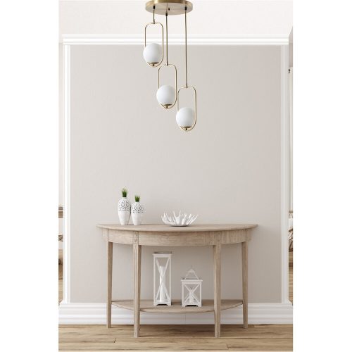 Glam Scandinavian Chandelier, White & Copper, 70 cm