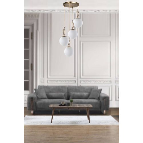 Scandinavian Glam Chandelier, White Metal, 70 cm