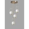 Glam Scandinavian Chandelier, White & Copper, 70 cm