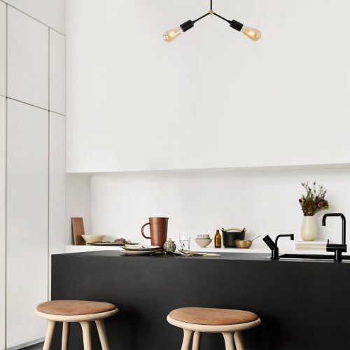 Modern Black Chandelier, Metal Body, 34x10cm, IP20