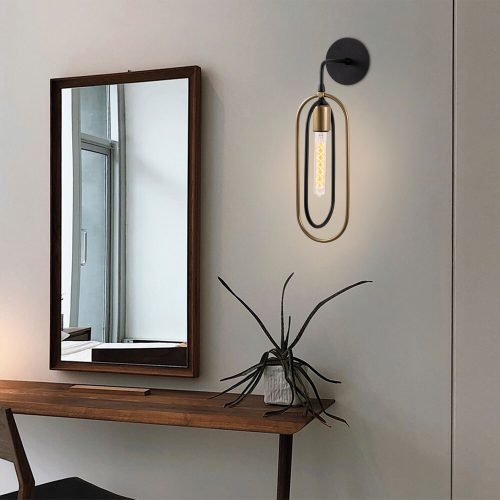 Elegant Black & Gold Wall Lamp, Metal Body, 45 cm