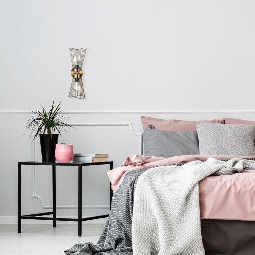 Vintage Metal Wall Lamp, 48 cm, Modern Glam Design