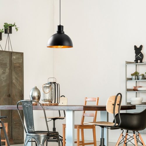 Modern Black Chandelier, Iron Body, 30x124 cm | Adjustable Height, E27 Socket, Industrial Design