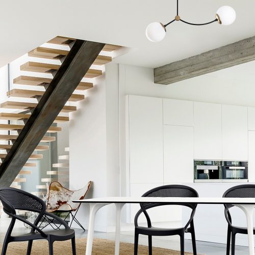 Scandinavian Chandelier, Metal & Glass, 72 x 15 cm
