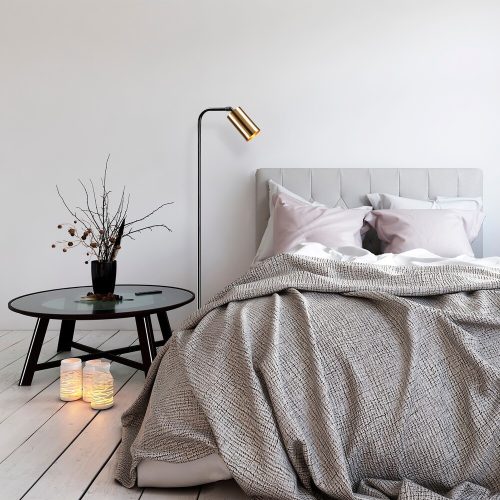 Modern Floor Lamp, Metal Body, Black & Vintage, 120 cm