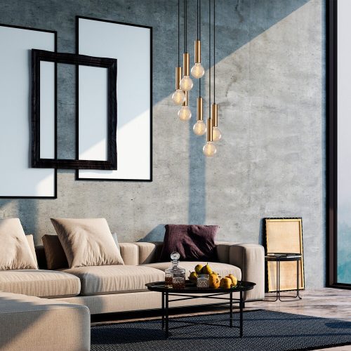 Vintage Metal Chandelier, 40x136 cm, Adjustable Height