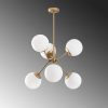 Modern Gold & White Chandelier, 55x55cm, 6xE27 Socket