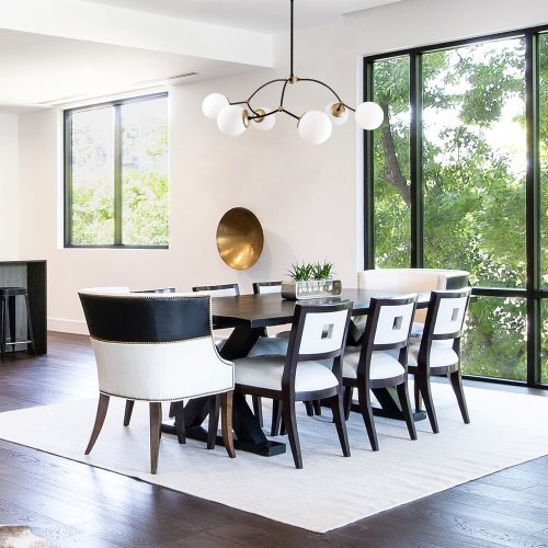 Modern Chandelier, Iron & Glass, 90x90 cm, White/Black
