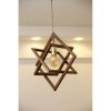Elegant Wooden Chandelier, 36 cm, Walnut & Jute Design