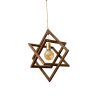 Elegant Wooden Chandelier, 36 cm, Walnut & Jute Design