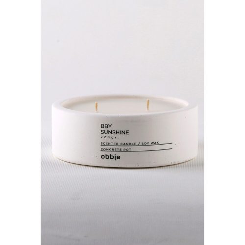 Sandalwood Concrete Candle, White, 12 cm Diameter | 100% Paraffin/Soya, Elegant Design